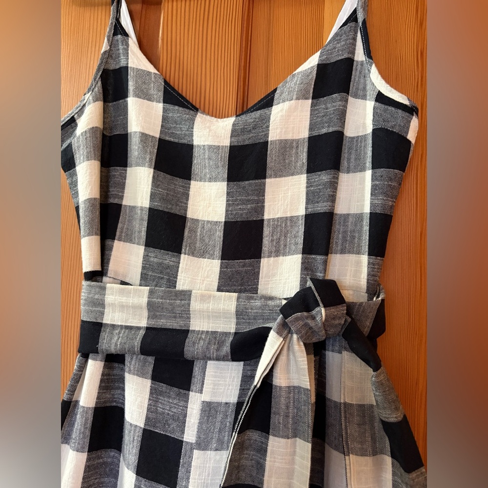 If By Sea (Anthro) Gingham Tie-Waist Jumpsuit w Wide Leg Silhouette & Sash Sz S - Picture 6 of 11